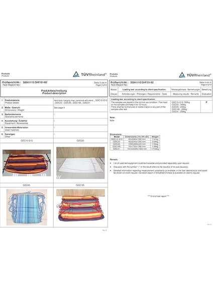 Hamak Sandalye, 180 x 125 cm Tüv Rheinland Maks. Statik Yük 200 Kg, Iç ve Dış Mekan, Gökkuşağı Renkleri, GDC185 modelleri