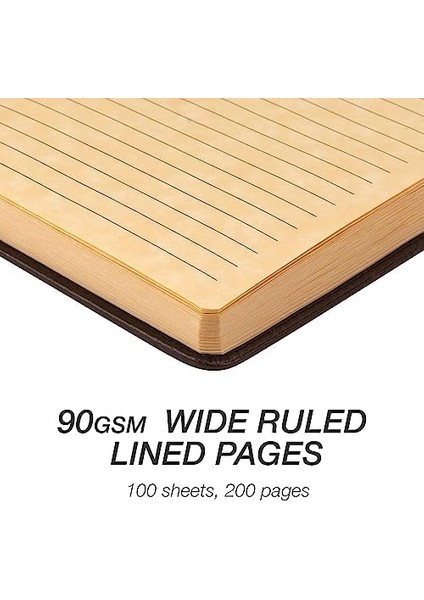 Sert Kapaklı Defter, Büyük Pu Deri Yazı Defteri, 18,5 x 25,5 Cm, 100 Parşömen Tarzı Çizgili Çarşaf (200 Sayfa), Koyu modelleri