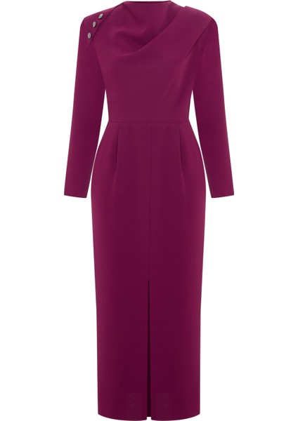 Asimetrik Detaylı Uzun Elbise 26W40880