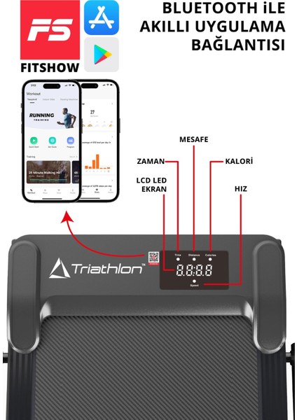 T-220 Katlanabilir Yürüyüş ve Koşu Bandı /Bluetooth ve Hoparlör/2HP Motor/10 KM/ Uzaktan Kumanda fiyatları