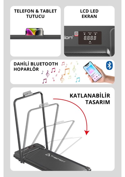 T-220 Katlanabilir Yürüyüş ve Koşu Bandı /Bluetooth ve Hoparlör/2HP Motor/10 KM/ Uzaktan Kumanda indirimleri