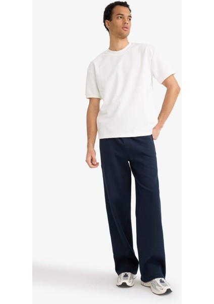 Wide Leg Geniş Bol Paça Beli Bağcıklı Pike Eşofman Altı F8524AX25AU