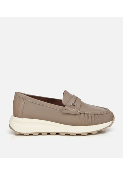 01AYH312850A450 KADIN Deri Vizon Yumuşak Dokulu Günlük Loafer