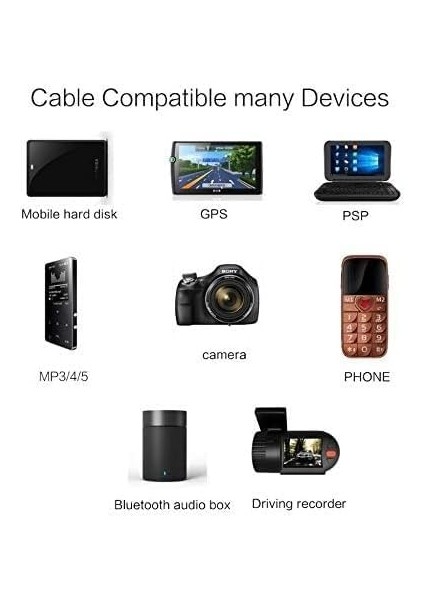 4575 Mini USB To USB Data Şarj Kablosu, Siyah fırsatları