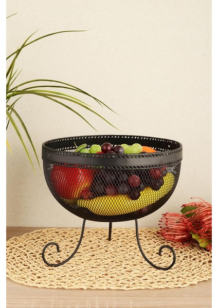 Aleyna Dekoratif Metal Sebze&meyvelik Ayaklı-Siyah