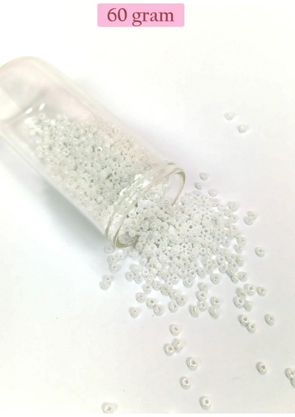 Litaetrend Dökme Cam Kum Boncuk (8/0) 3 mm - 60 Gram - Parlak Beyaz - BNC194