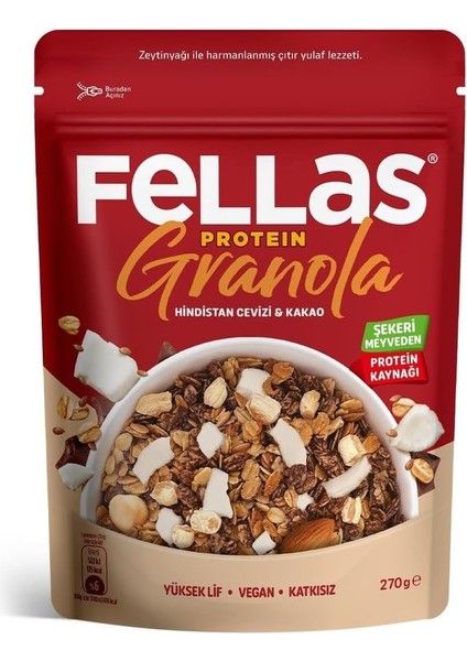 Fellas Protein Granola Hindistan Cevizi ve Kakao 270 gr fiyatları