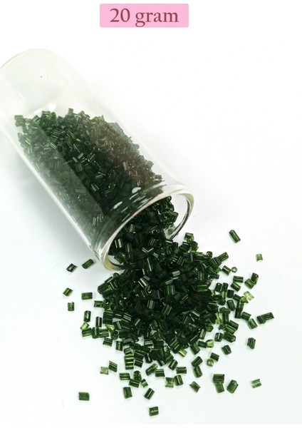 Litaetrend Kesme Cam Boncuk 2mm - 20 Gram - Şeffaf Koyu Yeşil -BNC319