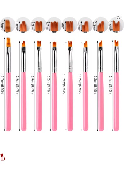 8 Adet Tırnak Süsleme ve Çizim Fırçası Seti | Jel ve Oje Uygulaması Için Farklı Şekiller modelleri