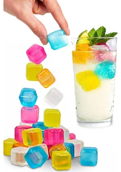 Renkli Tükenmez Plastik Buz Kalıbı Küpü 12'li
