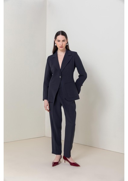 Kontrast Yakalı Asimetrik Blazer 26W50816