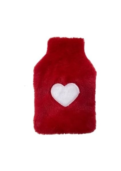 Sıcak Su Torbası Peluş Kalpli,kırmızı Termofor 27X17X2CM 1 Litre