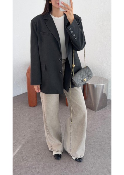 Oversize Antrasit Blazer modelleri