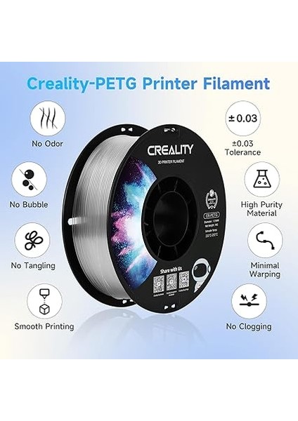 Cr-Petg 1.75 mm 1 kg Şeffaf Filament fiyatları