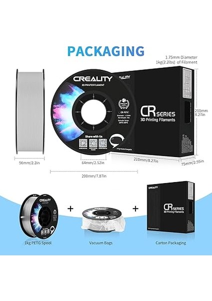 Cr-Petg 1.75 mm 1 kg Şeffaf Filament indirimleri