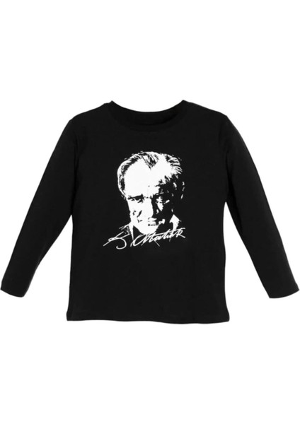 Uzun Kollu Atatürk Baskılı Çocuk Tişört Unısex 10 Kasım Gösteri T-Shirt modelleri