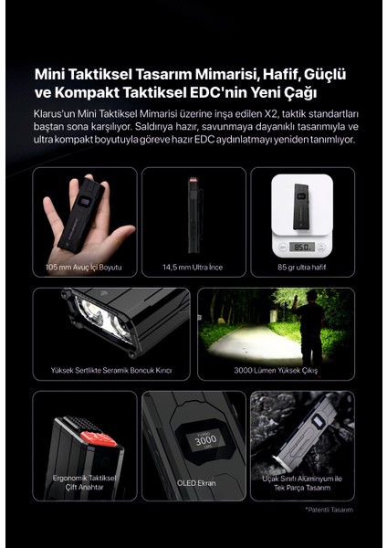 X2 Ultra Ince Edc Tactik El Feneri fırsatları