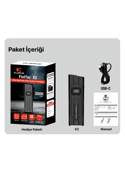 X2 Ultra Ince Edc Tactik El Feneri