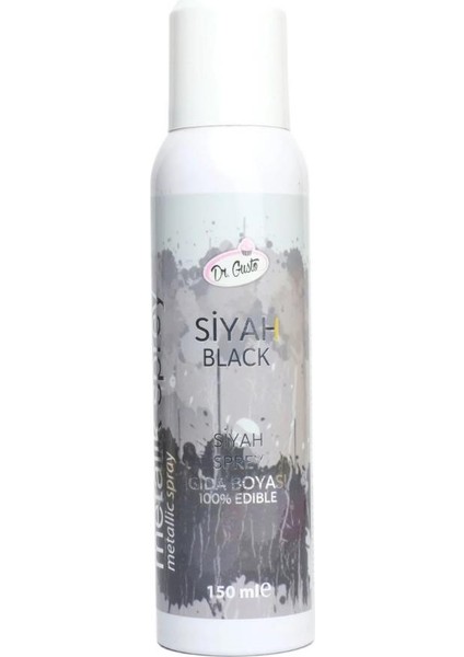 Siyah Metalik Sprey Gıda Boyası 150 ml