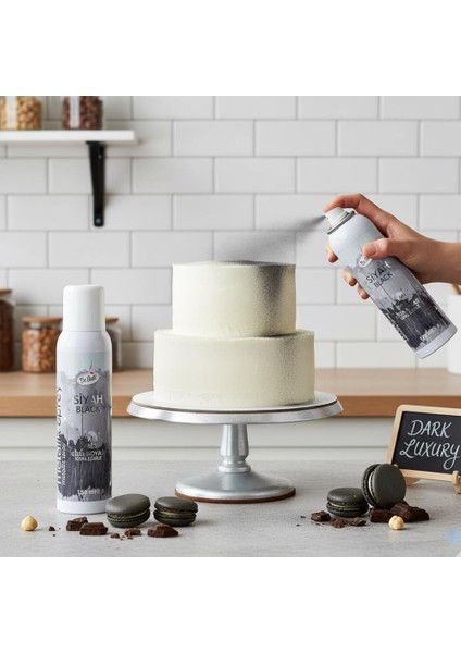 Siyah Metalik Sprey Gıda Boyası 150 ml modelleri
