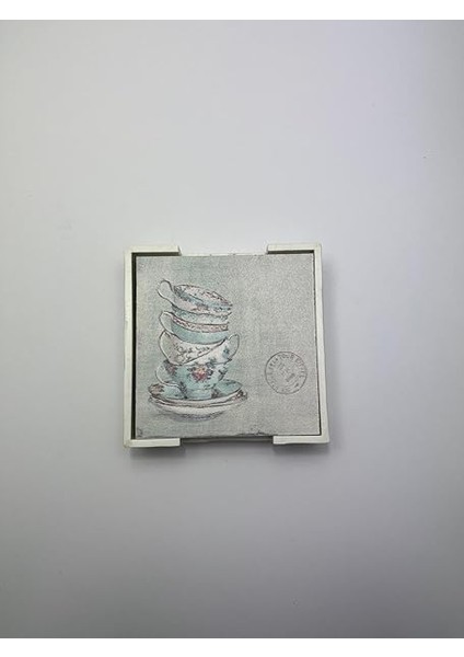 Ahşap Bardak Altlığı Seti (Kutulu - Vintage Fincan Desenli) fiyatları