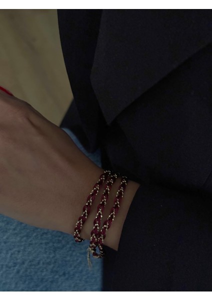 - Multi Style Dorika Zincirli Ip Detaylı Kadın Bileklik (KOD-378)