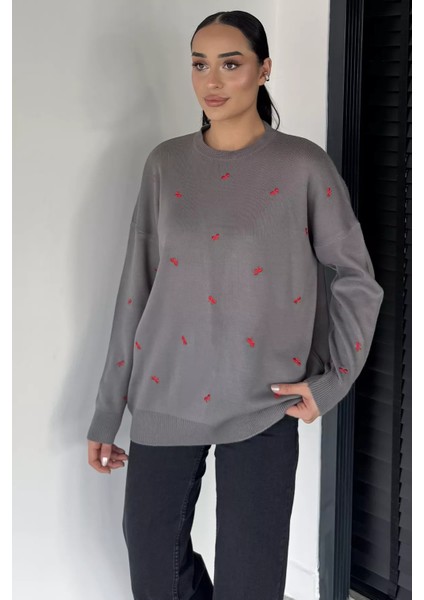 Kadın Kurdele Nakışlı Triko Kazak (M-L-Xl Uyumludur) P-00018883 fiyatları