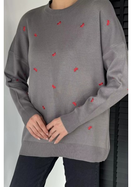 Kadın Kurdele Nakışlı Triko Kazak (M-L-Xl Uyumludur) P-00018883 modelleri