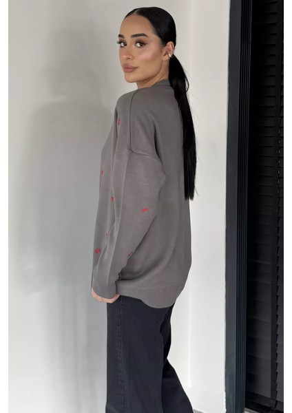 Kadın Kurdele Nakışlı Triko Kazak (M-L-Xl Uyumludur) P-00018883 fırsatları