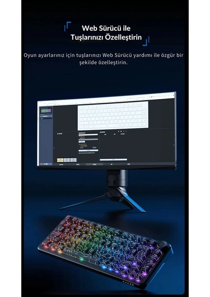 AK820 Max Ultra 3 Modlu Manyetik Switch Klavye-8+8k Tepkime SÜRESI-128 K Tarama Hızı Web Driver