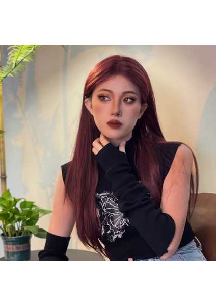 Kızıl Kahverengi Düz Tül Peruk fırsatları