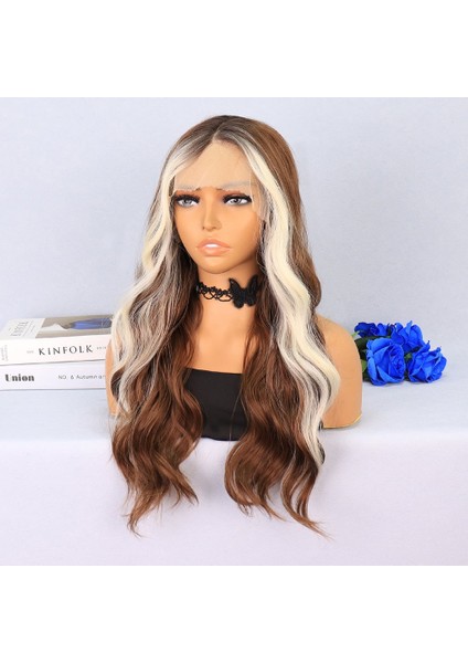 Açık Kahverengi / Platin Perçemli Su Dalgalı Tül Peruk modelleri