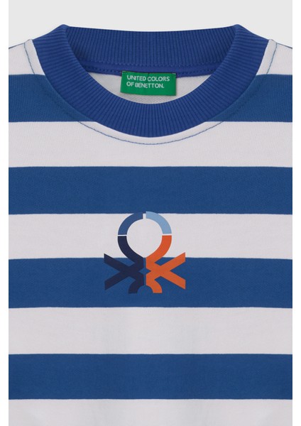 Pamuklu Regular Fit Bisiklet Yaka Çizgili Sweat Erkek Çocuk Sweat BNTB23297 modelleri