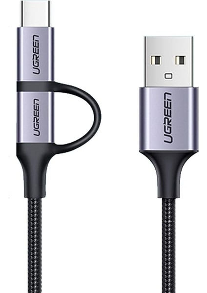 2'si 1 Arada Örgülü Type-C Micro USB Şarj ve Data Kablosu 1 Metre fiyatları