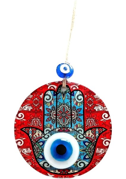 Ananın Bereket Eli Desenli Nazar Boncuklu Kırmızı Duvar Süsü fiyatları