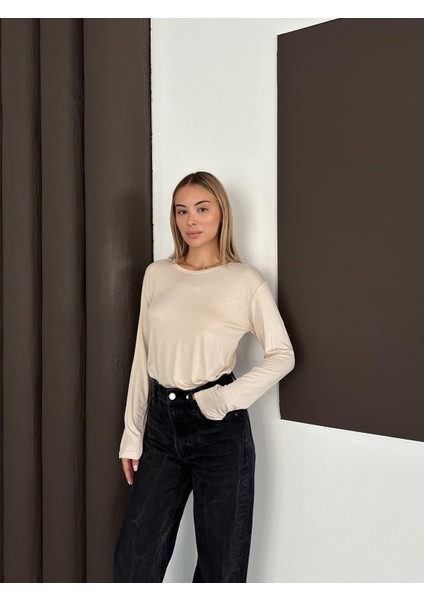 Kadın Uzun Kollu Bisiklet Yaka Penye Body fırsatları