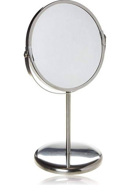 Trensum Ayaklı Kozmetik Aynası, Çift Taraflı, Büyütmeli, Paslanmaz Çelik Çerçeve