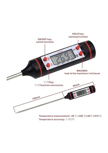 Dijital Ekranlı Mutfak Termometresi Dijital Termometre Sıcaklık Ölçer Et Süt Derece Ölçer indirimleri