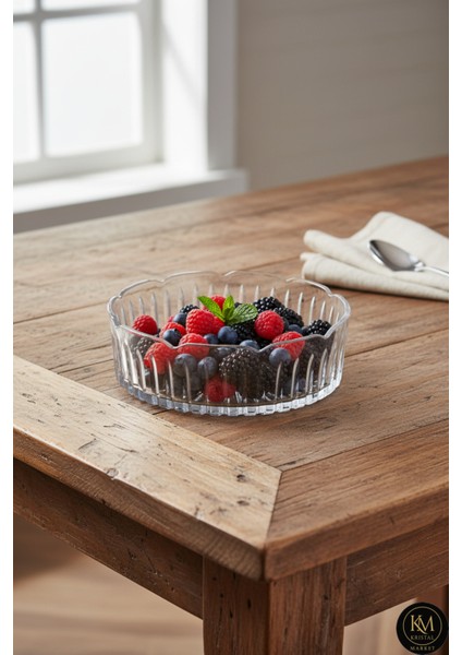 Kristal Dekor Dantel Kenar El Işçiliği Cam Sofra Sunum Kasesi