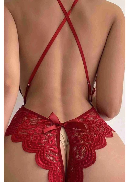 Özel Bölgesi Açık Dantelli Kırmızı Fantazi Babydoll TM1278 fiyatları