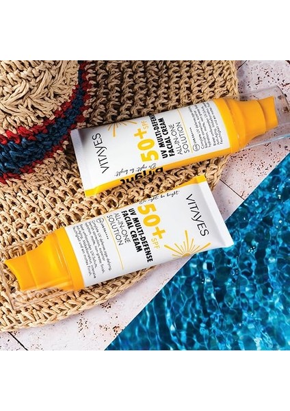 Yüz Güneş Kremi SPF50 Çok Fonksiyonlu Yüksek Uv Koruma Yaşlanma Karşıtı Nemlendirme Cilt Bakımı, 50 ml indirimleri