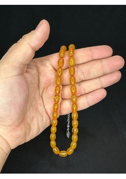 Toz Kehribar Tesbih Sarı Renkli Beyzi Kesim 11MMX8 mm T-575 indirimleri