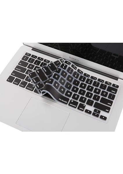 Macbook Klavye Air Pro Koruyucu (Us To Tr) (Eski Usb'li Model 2008-2017) ile Uyumlu Siyah