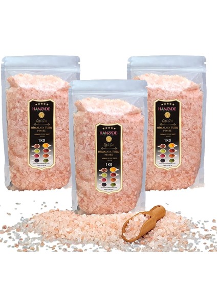 Hanzade Bitkisel Pembe Himalaya Tuzu Granül Tane 1 kg x 3 Adet fiyatları