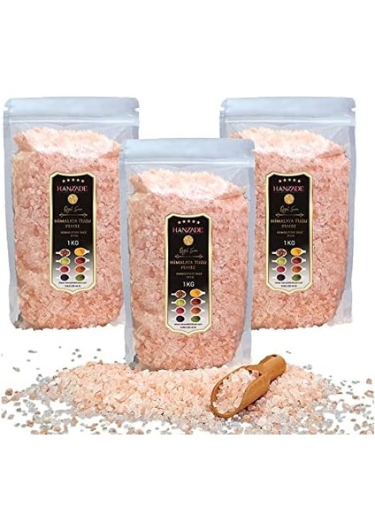 Hanzade Bitkisel Pembe Himalaya Tuzu Granül Tane 1 kg x 3 Adet modelleri