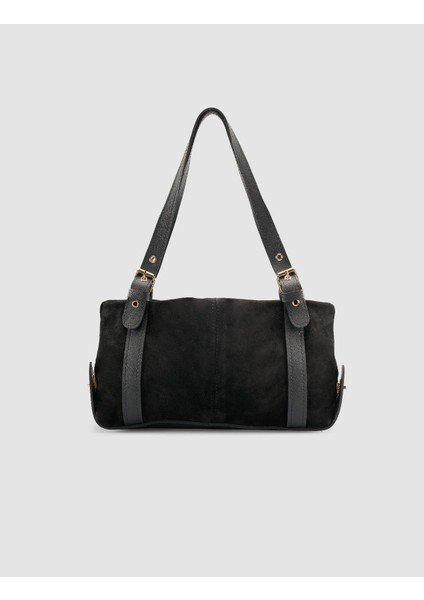 Kemer Askılı Siyah Süet Kadın Çantası modelleri
