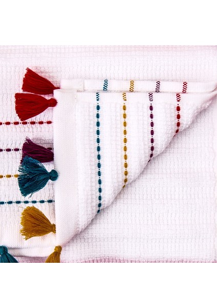 Soft Püsküllü Ayak Havlusu - Beyaz / Renkli - 50X70 cm modelleri