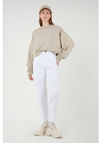 Mom Comfort Jean Beyaz
