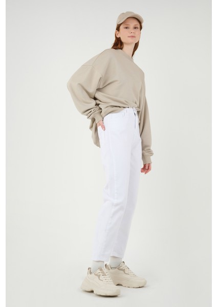 Mom Comfort Jean Beyaz