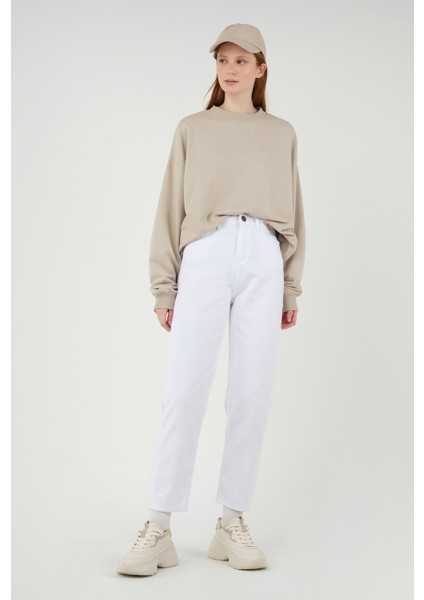 Mom Comfort Jean Beyaz